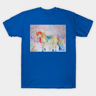 Unicorn Watercolor Painting Rainbow T-Shirt